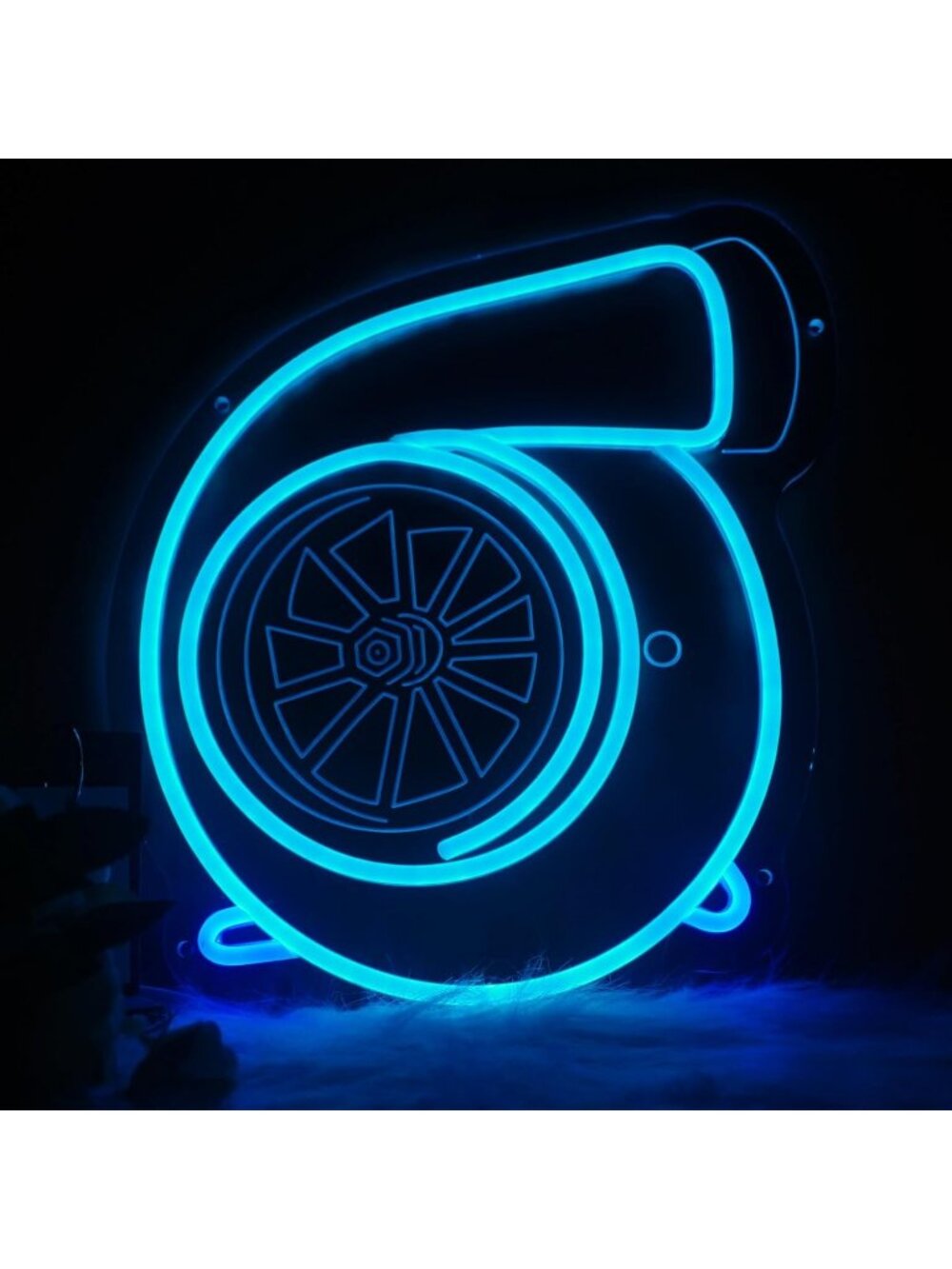 Turbow LED Neon Sign Blue Dimmable LED Light Turbow Neon Sign Car Garage Theme